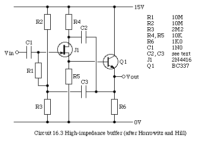 Circuit 16.3 High-impedance buffer