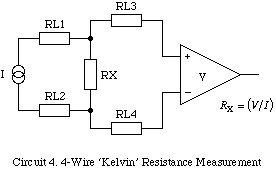 Circuit 4. Diagram of 4-Wire 'Kelvin' resistance measurement.