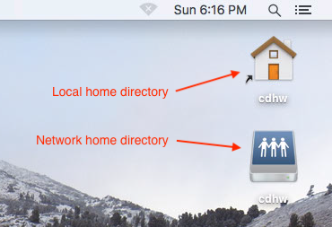 Home folder aliases on the desktop.