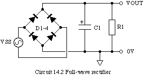 Circuit 14.2 Full-wave rectifier.