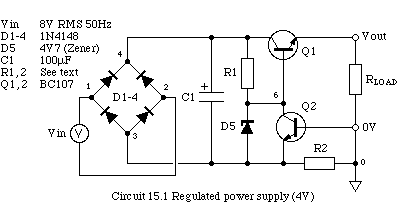 Circuit 15.1 Regulated power supply